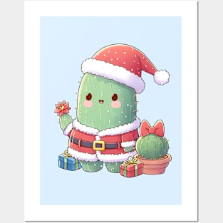 Cute Christmas Cactus Santa Posters and Art